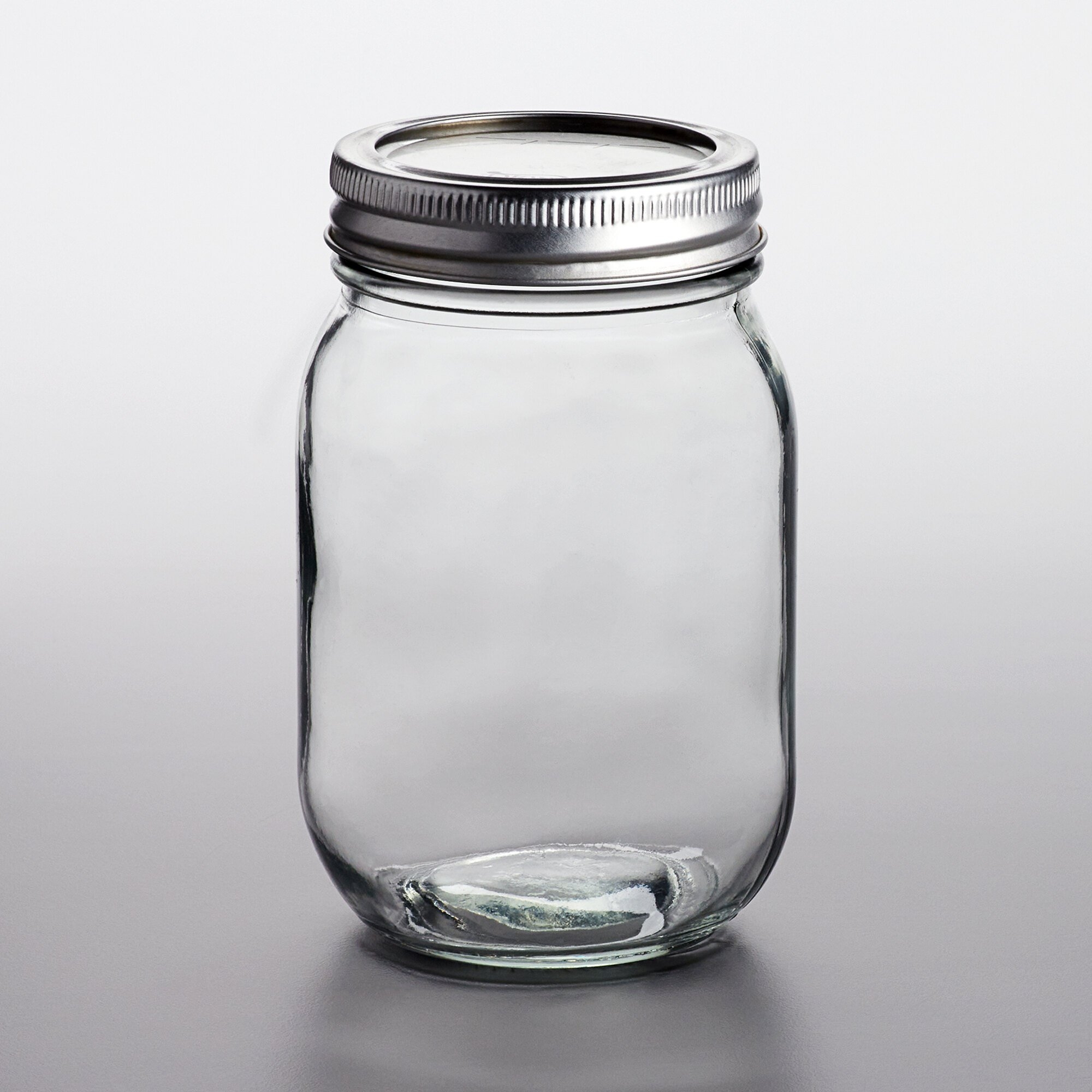 Choice 16 Oz Pint Regular Mouth Glass Canning Mason Jar With Silver 