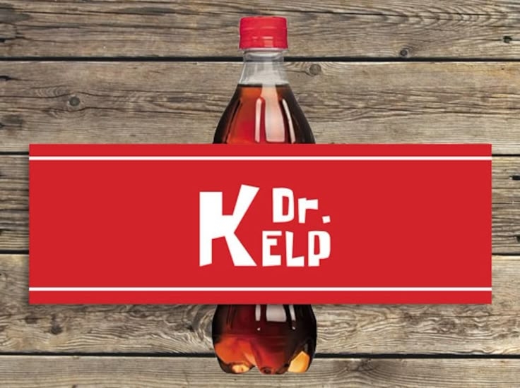 Dr Kelp Soda Red Under The Sea Drink Bottle Labels Printable Instant 