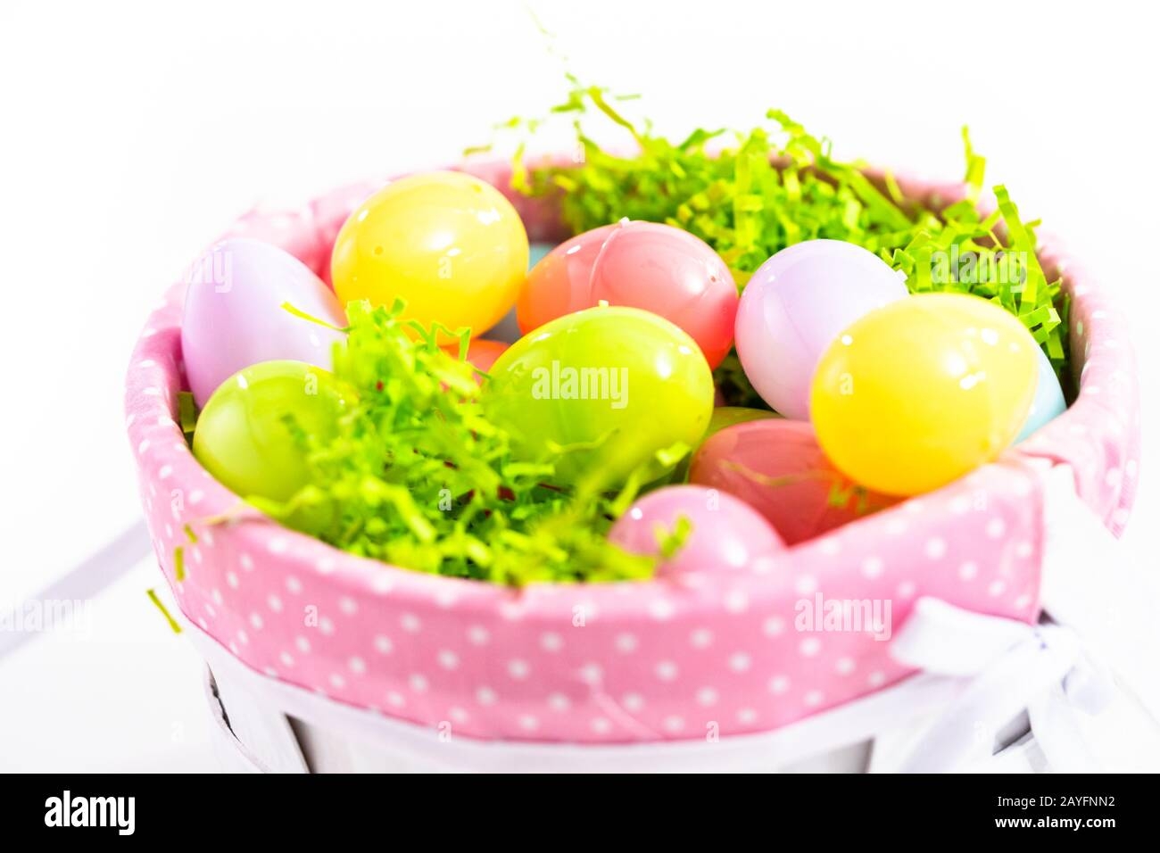Easter Basket With Easter Eggs On A White Background Stock Photo Alamy