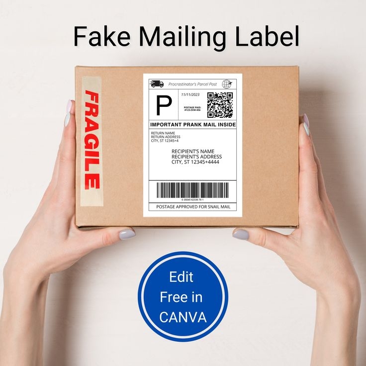Fake Shipping Label Editable Template Custom Label For Gifts Fake 