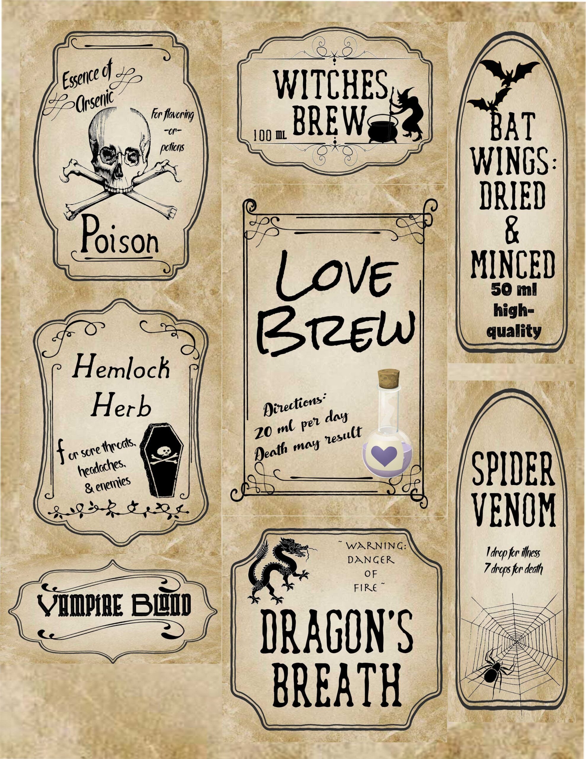 Free Printable Apothecary Labels For Halloween Printable Word Searches