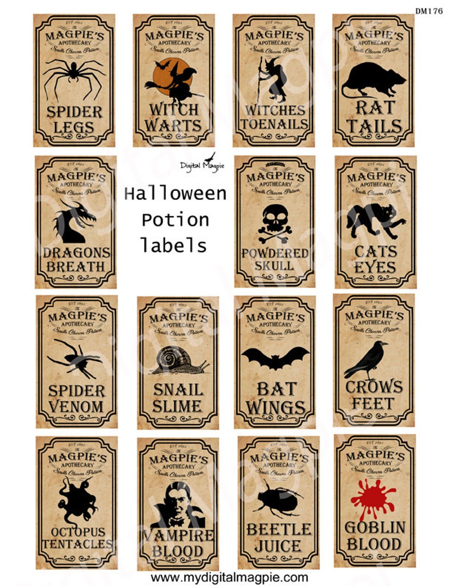 Free Printable Halloween Potion Bottle Labels
