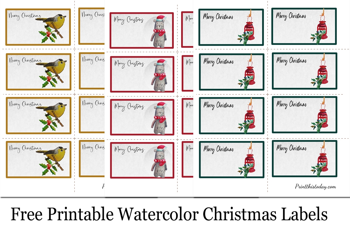 Free Printable Watercolor Christmas Labels Worksheets Library