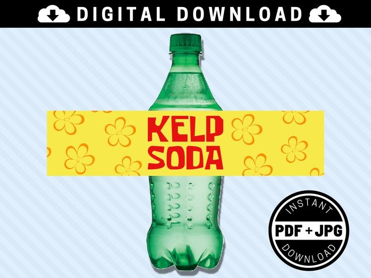 Kelp Soda 16 9oz 500 Ml Printable Bottle Labels INSTANT DOWNLOAD 16 9oz