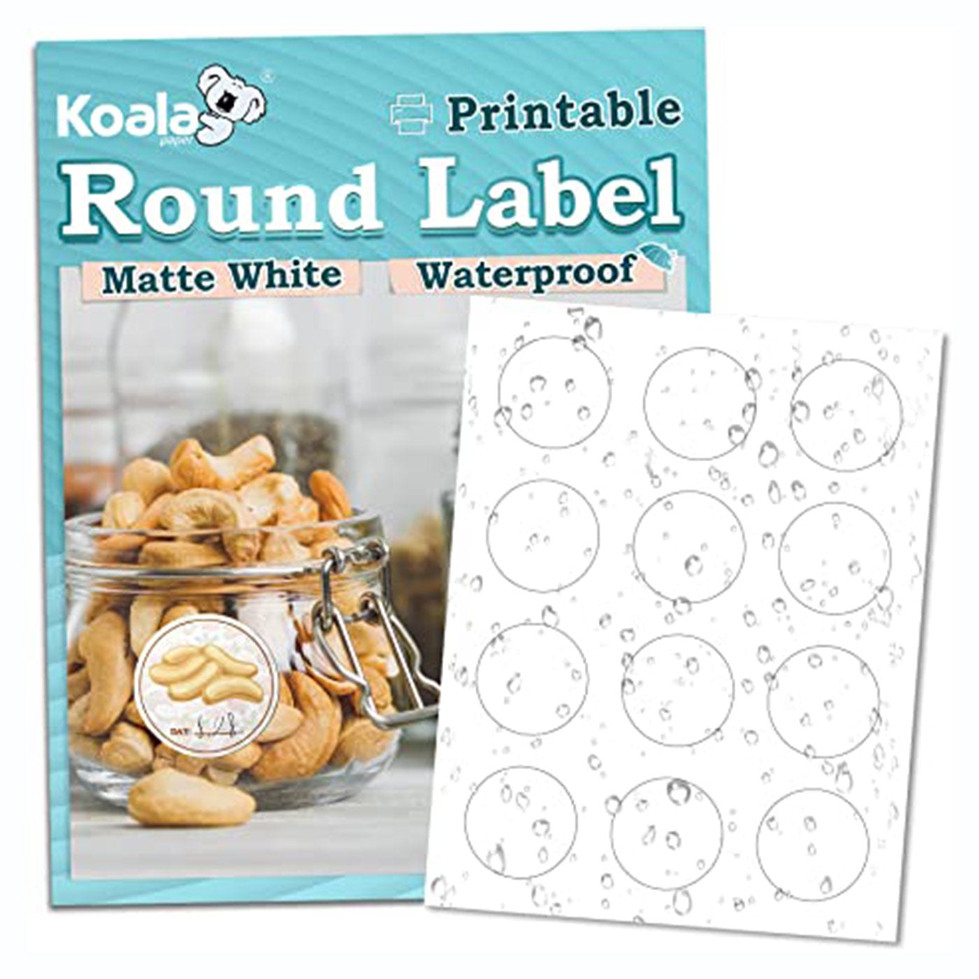 Koala White Glossy Waterproof Printable Round Labels For Inkjet