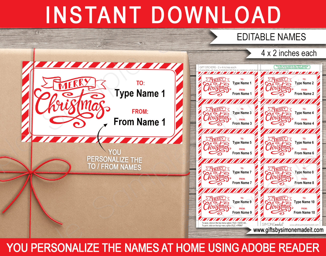 Merry Christmas Gift Labels Template Printable Stickers Worksheets