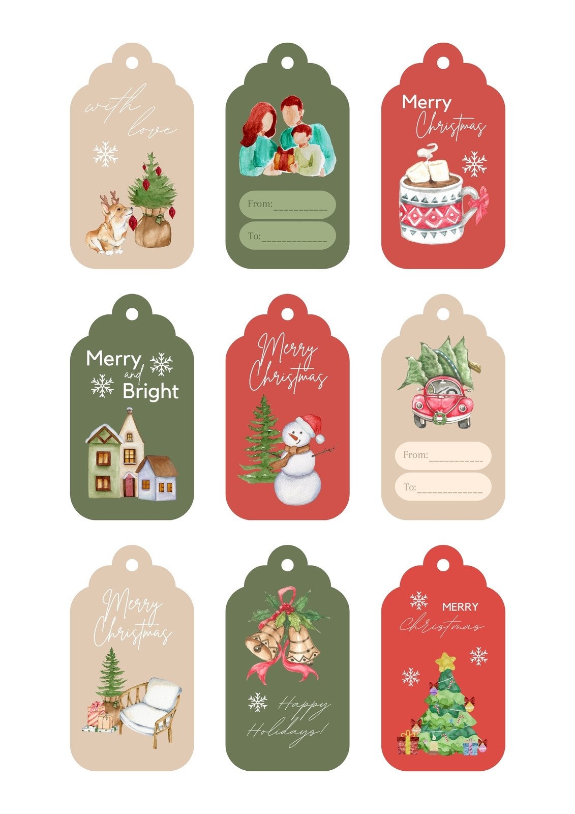 Merry Christmas Labels Printable FREE Printable A Z