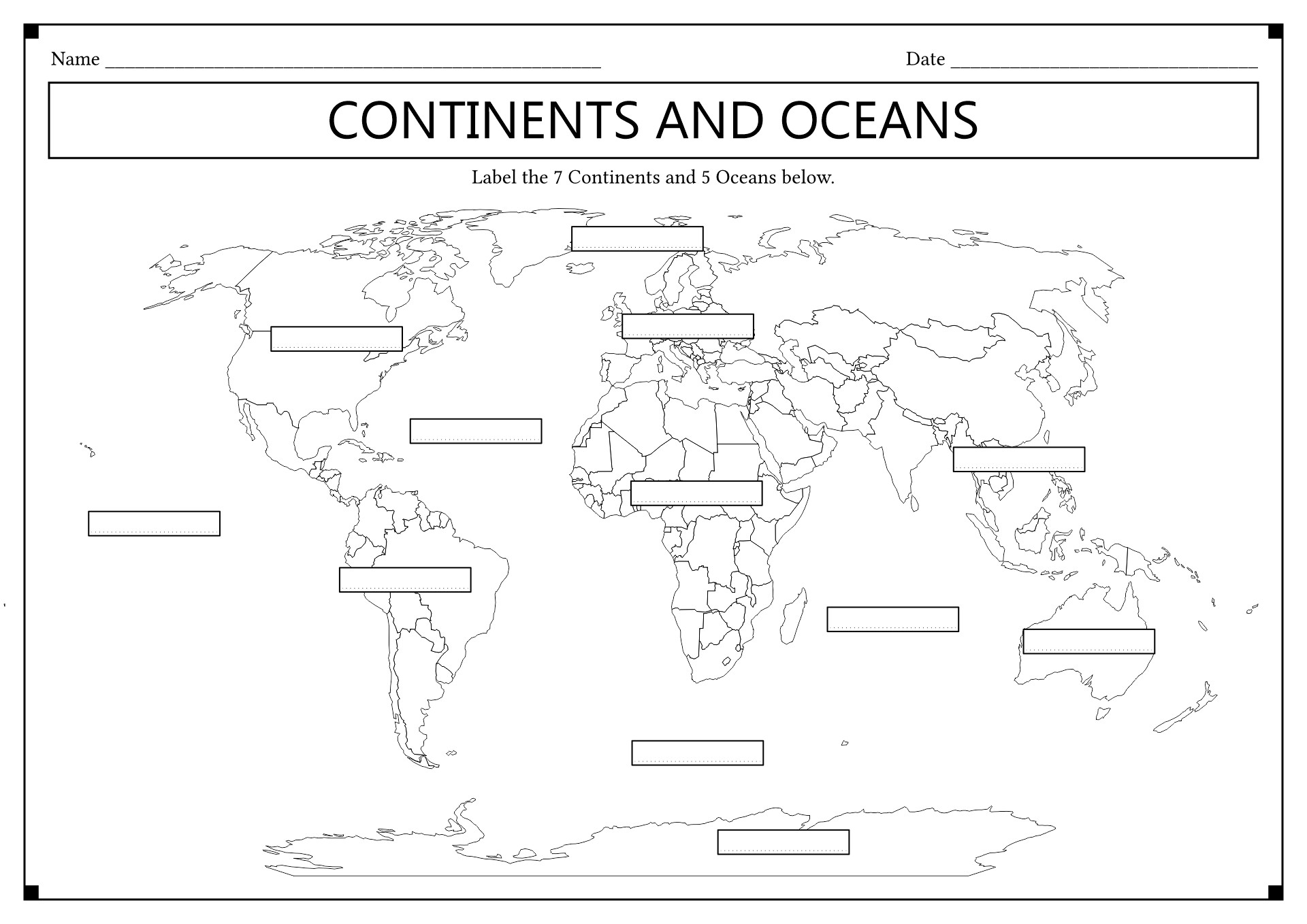 Printable Blank Map Of The Continents And Oceans Printable New Year 
