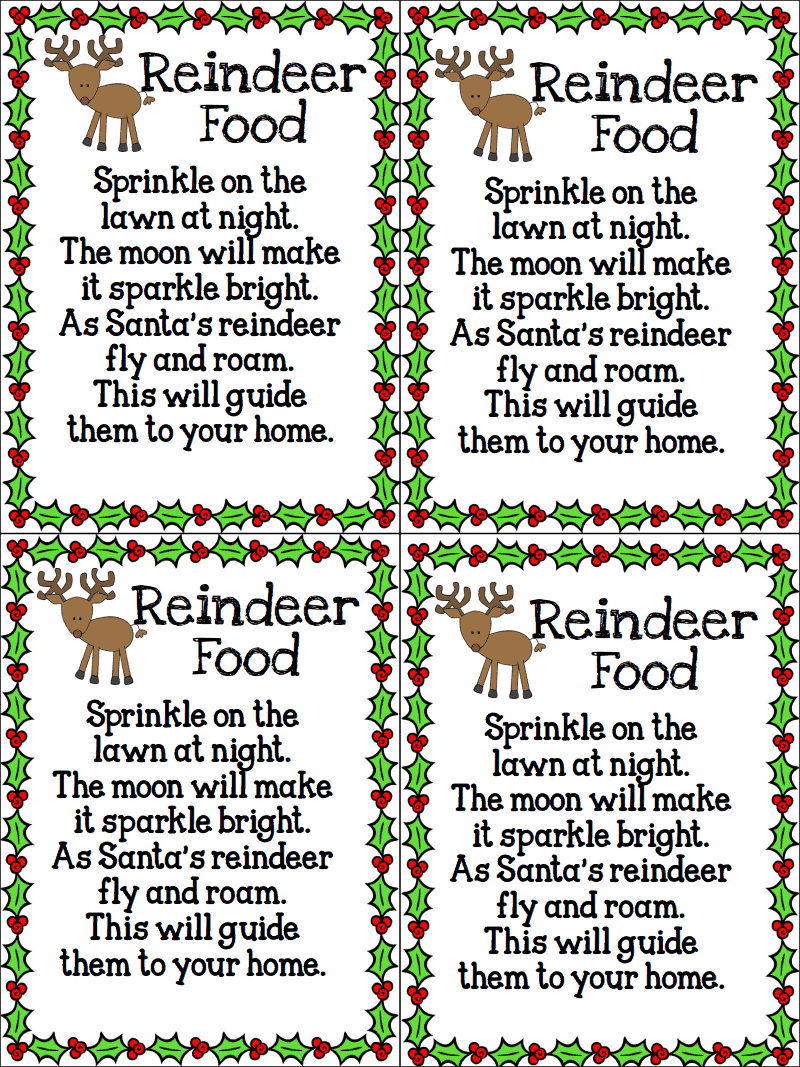 Printable Labels For Reindeer Food Educational Printable Activities