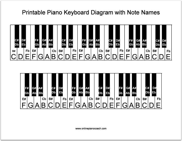 Printable Piano Keyboard With Notes