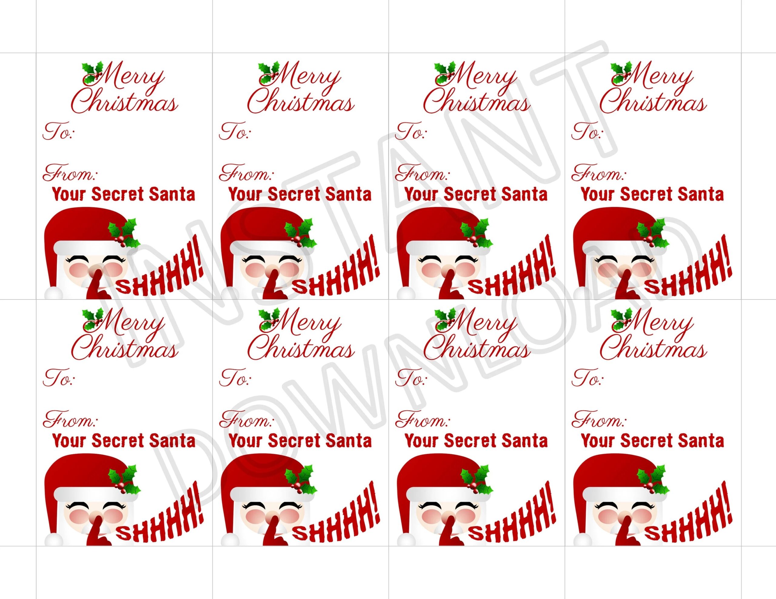 Printable Secret Santa Labels Printable Calendars AT A GLANCE