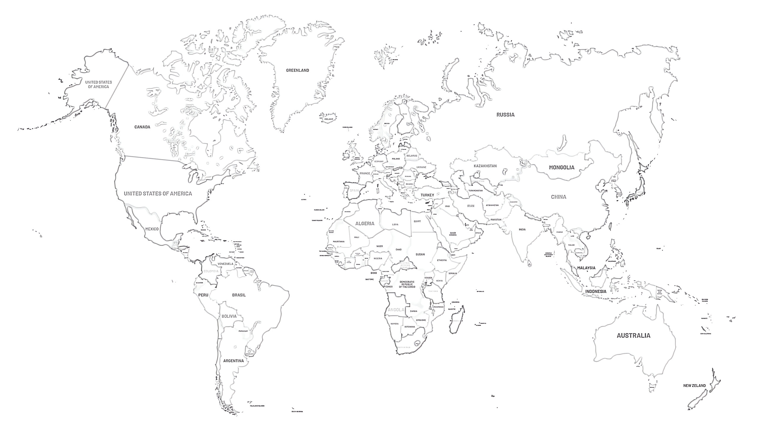 Printable World Map Coloring Page With Countries Labeled Free