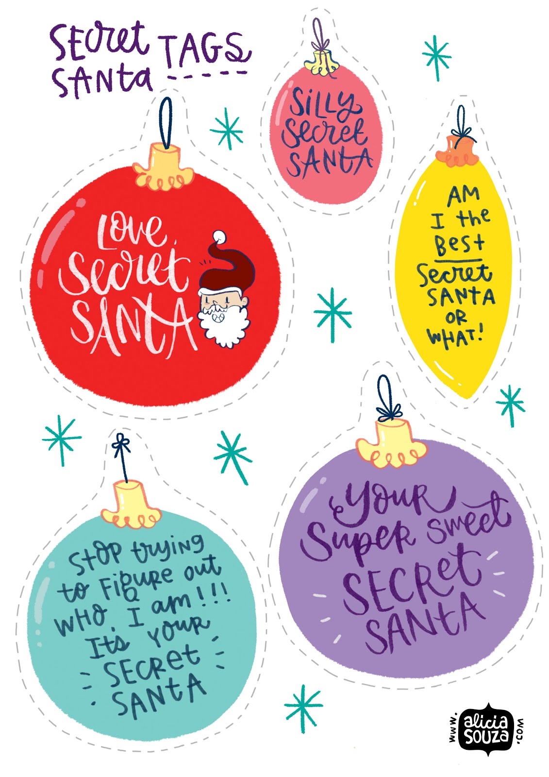 Secret Santa Labels Printable Printable Calendars AT A GLANCE