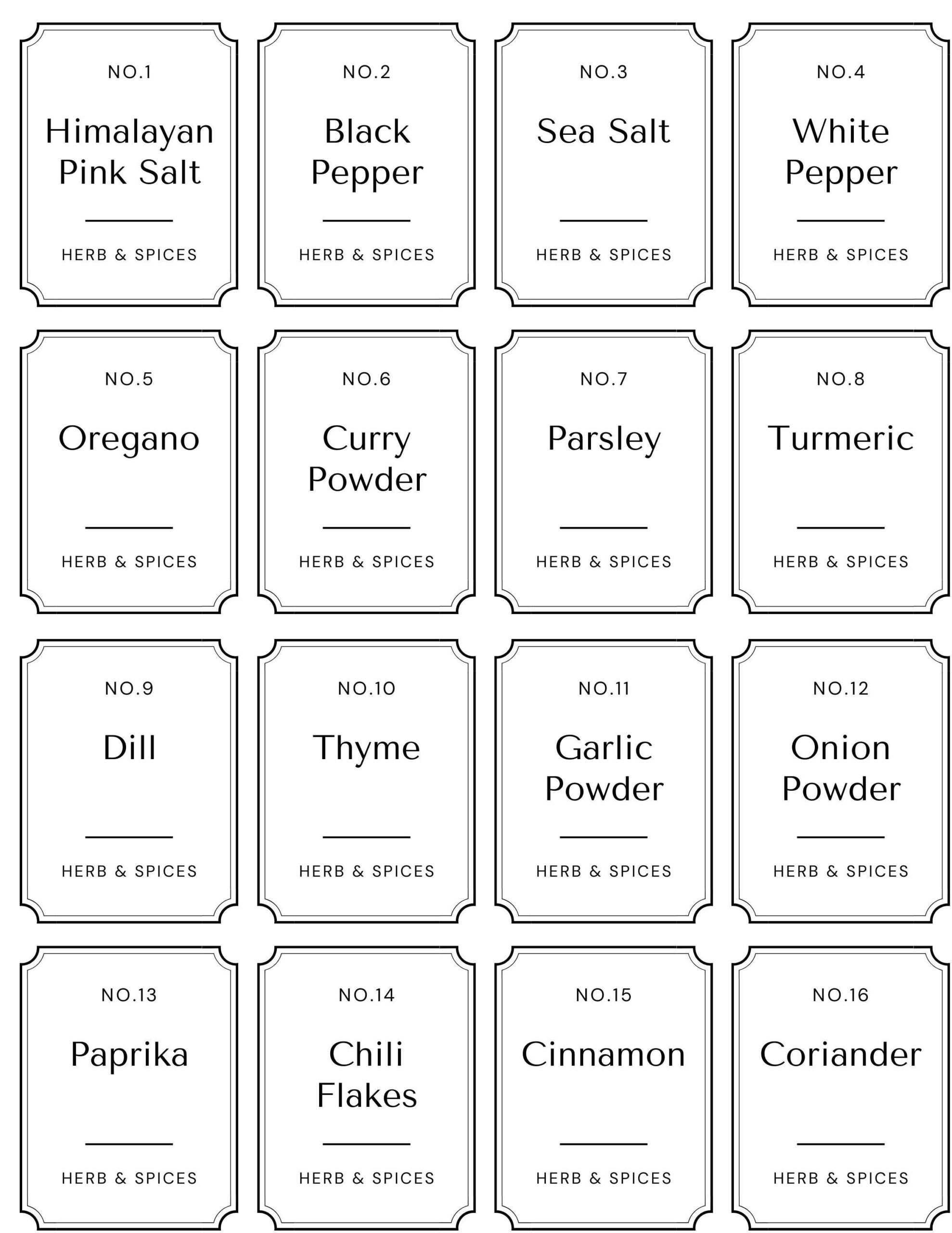 White Modern Minimalist Spice Labels Printable Spice Labels Instant 